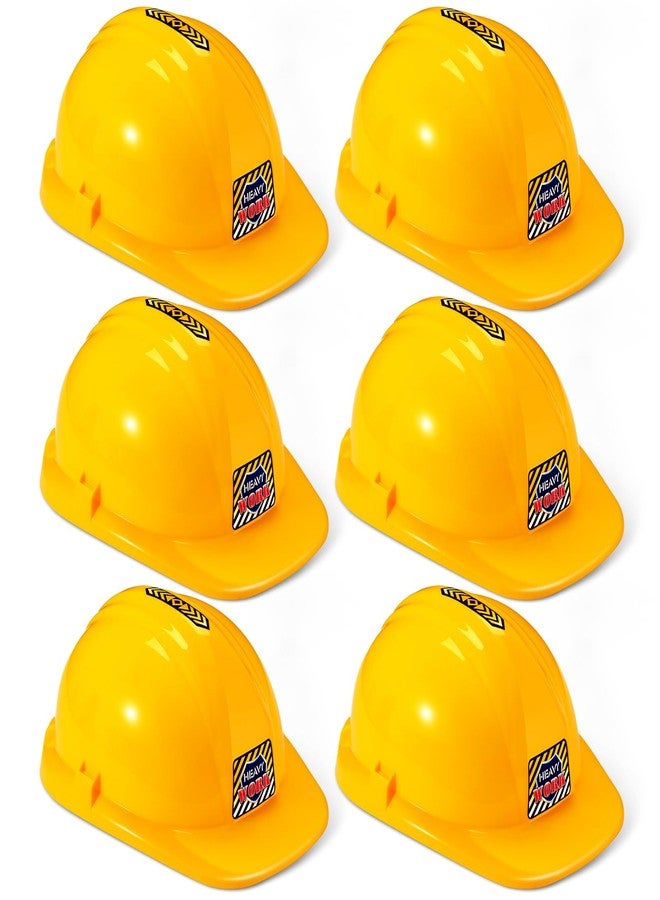 Cutecrop 6 Pcs Construction Hats Plastic Hard Hat Construction Worker Hat Helmet for Girl Boy Engineer Building Theme Party (Yellow) - Image 1