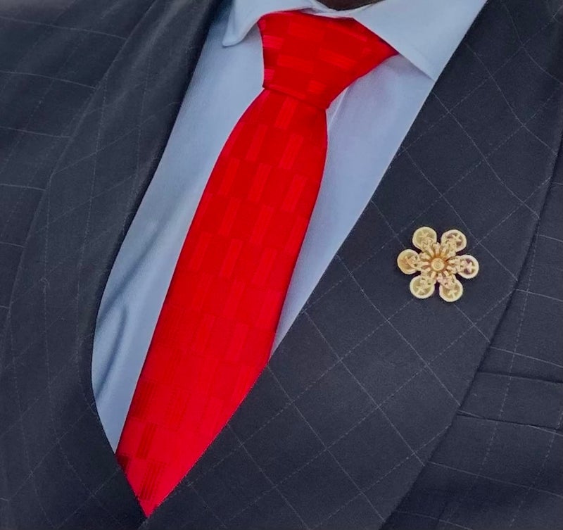 Scott Allan Collection Neckties By Scott Allan - Red Geometric Men's Tie - Image 3