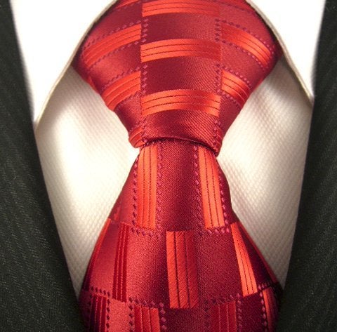Scott Allan Collection Neckties By Scott Allan - Red Geometric Men's Tie - Image 1
