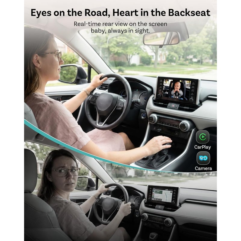 OTTOCAST Cabin Care Car Adapter with Baby Car Camera, Wireless CarPlay Display on CarScreen 2026, Plug-and-Play 1080P HD Rear Seat Baby Monitor, Split Screen Navigation, for Parents Pet Owners - Image 2