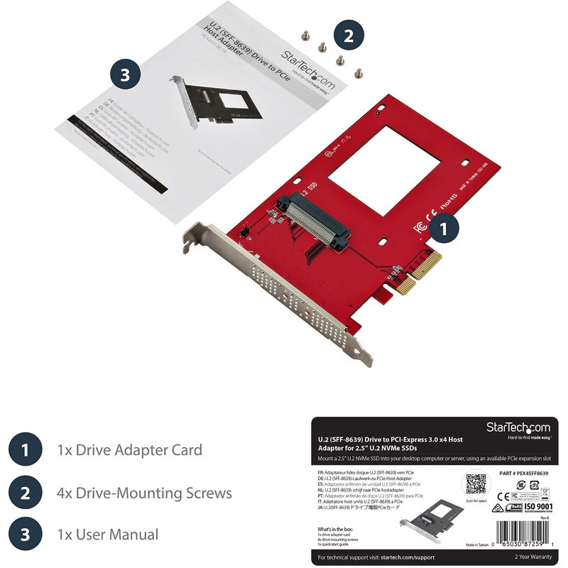 StarTech.com PEX4SFF8639 U.2 to PCIe Adapter - Image 3