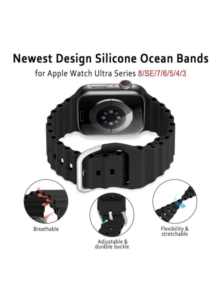 Generic - "Ocean Band for Apple Watch – Adjustable Soft Silicone Sport Strap, 49mm to 38mm, Breathable Elastic Wristband for Series Ultra, 8, 7, SE, 6, 5, 4, 3, 2, 1" - Image 1