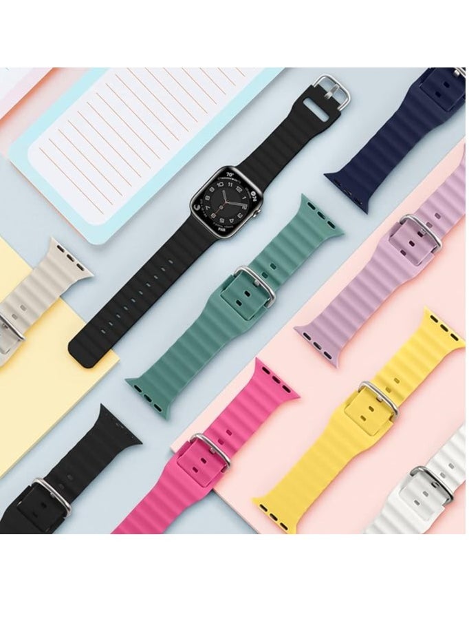 Generic - "Ocean Band for Apple Watch – Adjustable Soft Silicone Sport Strap, 49mm to 38mm, Breathable Elastic Wristband for Series Ultra, 8, 7, SE, 6, 5, 4, 3, 2, 1" - Image 1