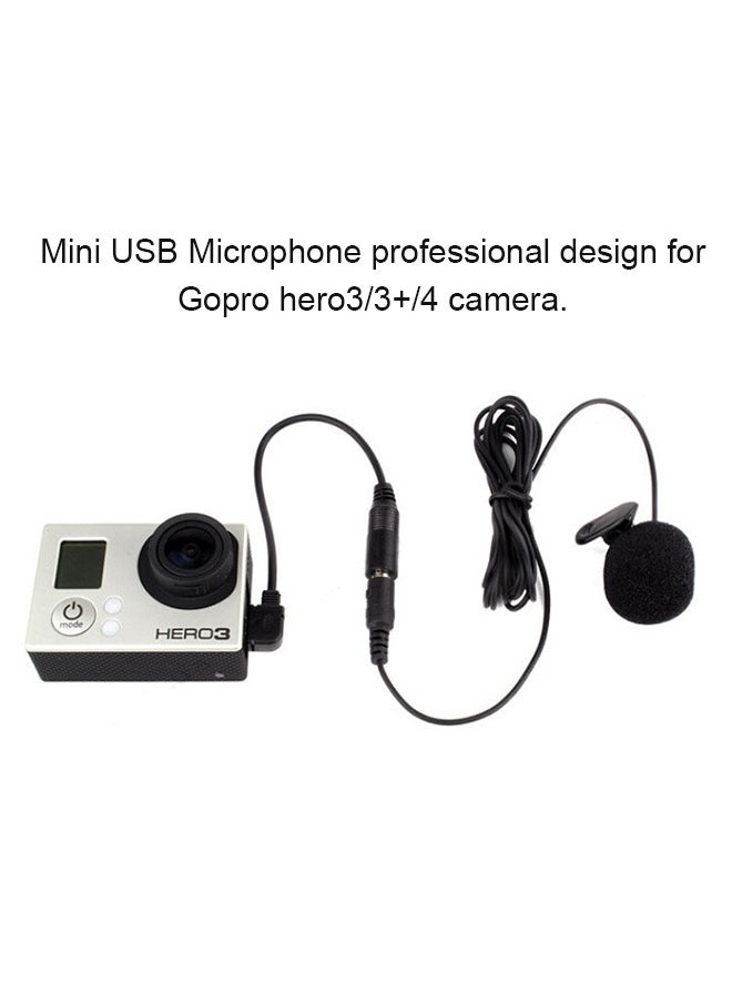 Generic - Mini Microphone, 3.5mm External Microphone Clip On Mic with Adapter Cable, for GoPro Hero3 Hero 3+/ Hero4, Black - Image 1