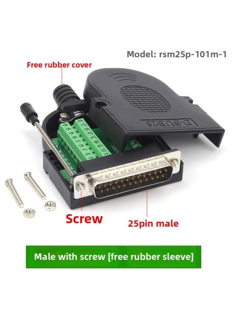 Thin DB25 Solder-free Joint 25-pin Parallel Port Serial Port Connector Db25 Male Female 25PIN Interface-Color:Punching Needle Male Screw