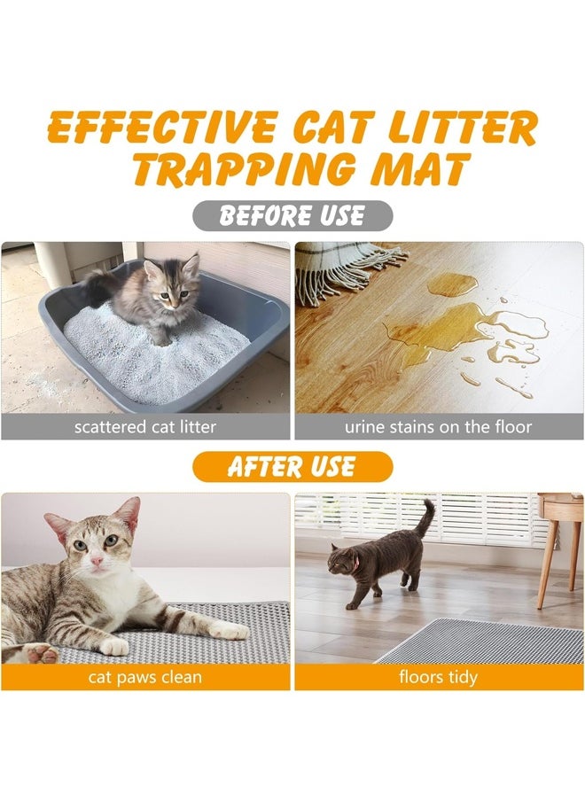 Cat Litter Mat Double Layer Waterproof Trapping Mat Litter Box Mat for Kitty EVA Honeycomb Double Layer Design Urine & Waterproof Scatter Control, Less Waste, Easier To Clean,Non Slip, Gray (15*60cm)