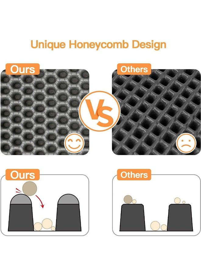 Cat Litter Mat Double Layer Waterproof Trapping Mat Litter Box Mat for Kitty EVA Honeycomb Double Layer Design Urine & Waterproof Scatter Control, Less Waste, Easier To Clean,Non Slip, Gray (15*60cm)