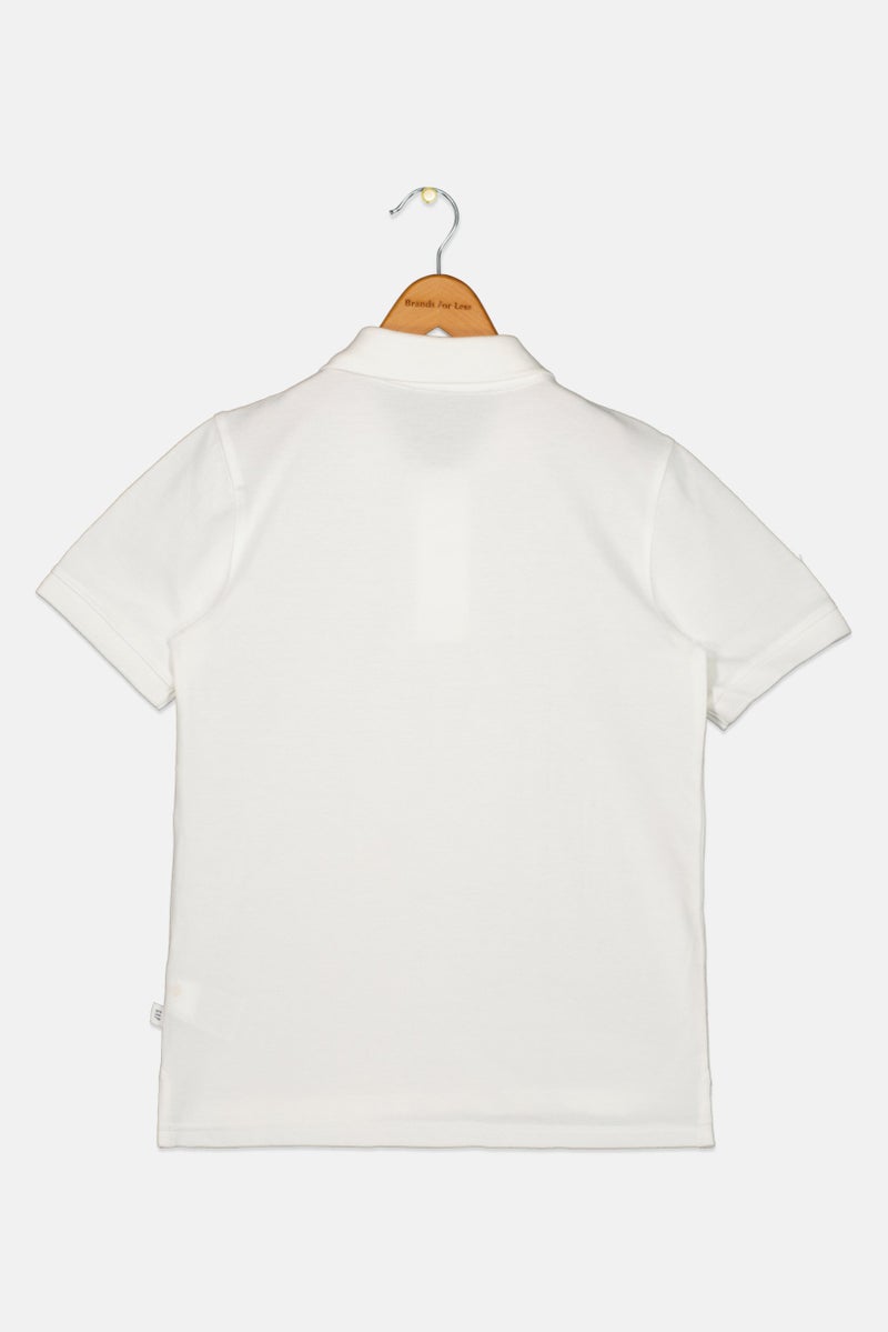 GAP Kids Boy Spread Collar Short Sleeve Plain Polo, White  - Image 2
