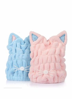 Excefore 2 Pcs Microfiber Bath Towel Kids hair towel Hat Hair Original Hair Towel Ultra Absorbent Fast Drying Microfiber Towel  - Image 1