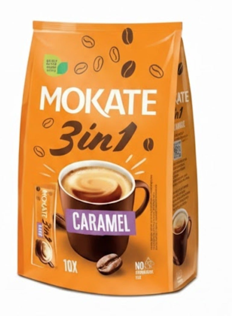 MOKATE 3 in 1 Caramel Instant Coffee 17g x 10 Sachets 170g - Image 1