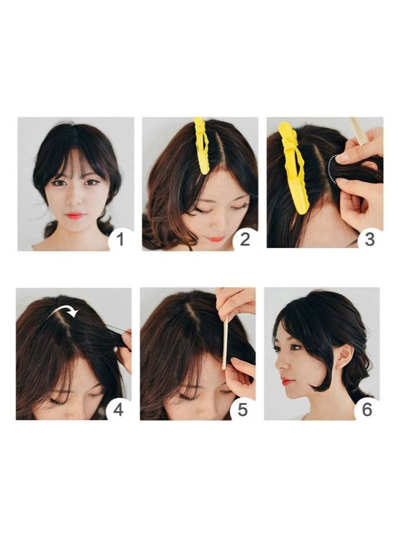 إستيل مقطع غير مرئي من الانفجارات الطويلة المستقيمة المصنوعة يدويًا في الانفجارات الجانبية شعر بشري بمظهر طبيعي وتمديد قطعة شعر بني داكن - Image 3