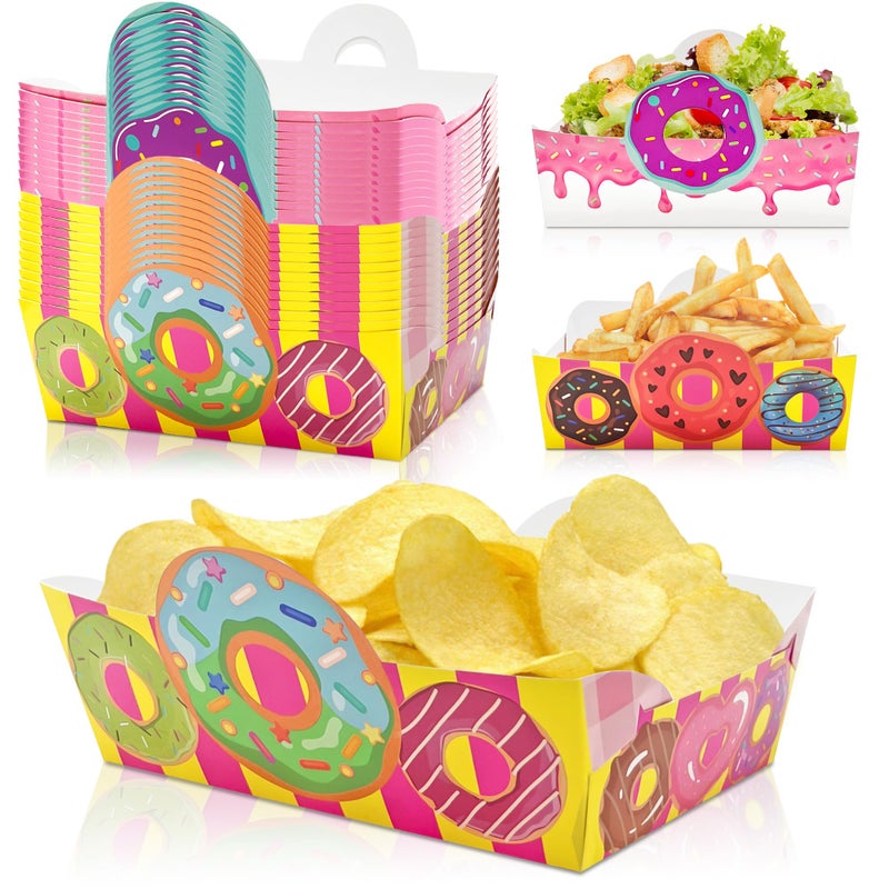 CHENRINDECO Donut Paper Food Tray 24pcs Donut Grow Up Party Decorations Disposable Snack Popcorn Bowl for Birthday Baby Party Supplies - Image 3
