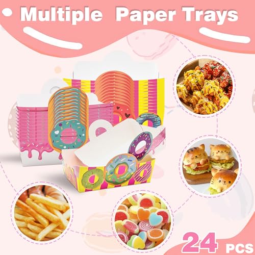 CHENRINDECO Donut Paper Food Tray 24pcs Donut Grow Up Party Decorations Disposable Snack Popcorn Bowl for Birthday Baby Party Supplies - Image 5
