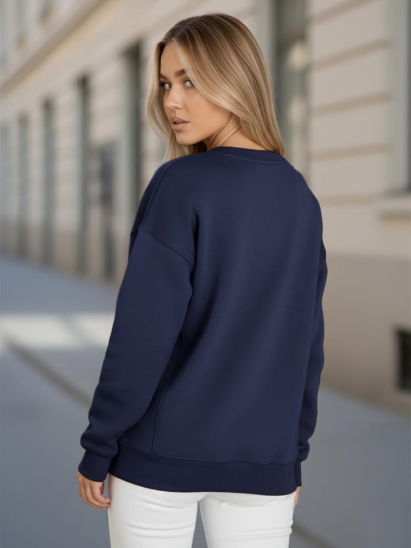 LEOTUDE Women’s Loose fit Round Neck Sweatshirt for Women (GRL_W11_SP-XOD9_P_Znavy_2XL) - Image 4