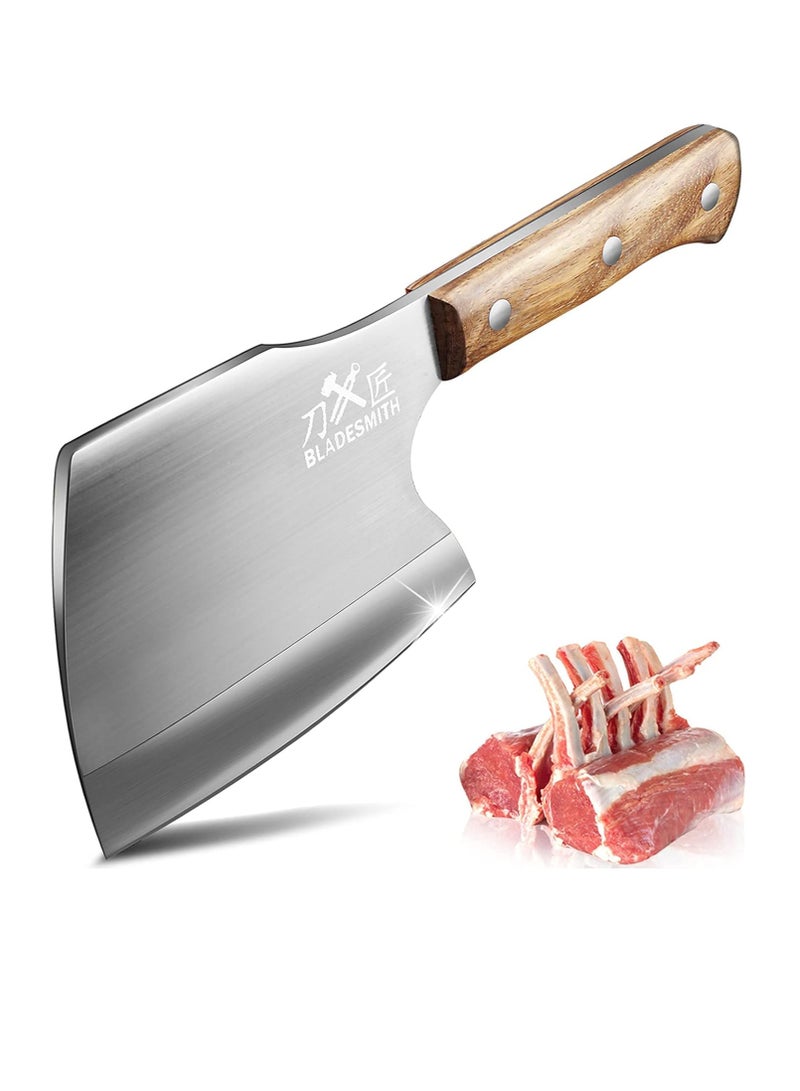 Heavy Duty Meat Cleaver – 6.3-Inch Stainless Steel Butcher Knife with Pearwood Handle - Image 1