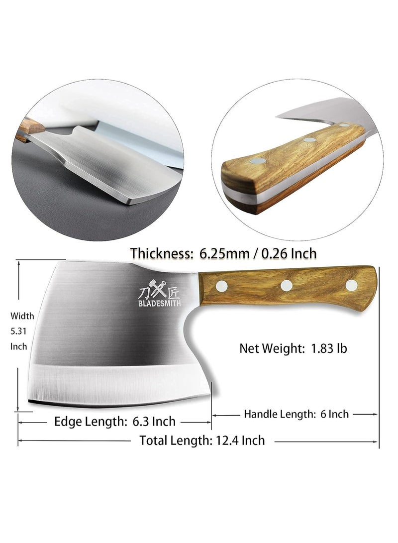 Heavy Duty Meat Cleaver – 6.3-Inch Stainless Steel Butcher Knife with Pearwood Handle - Image 5