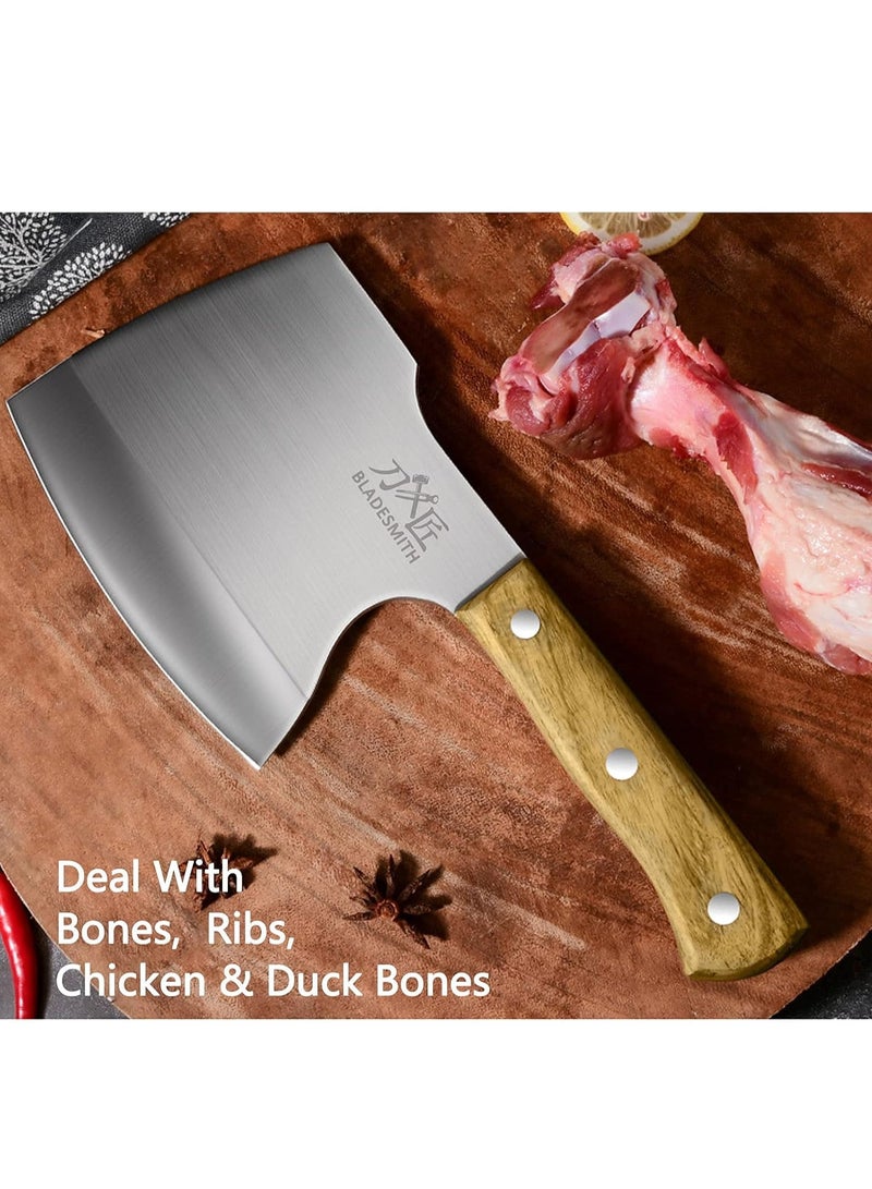 Heavy Duty Meat Cleaver – 6.3-Inch Stainless Steel Butcher Knife with Pearwood Handle - Image 3