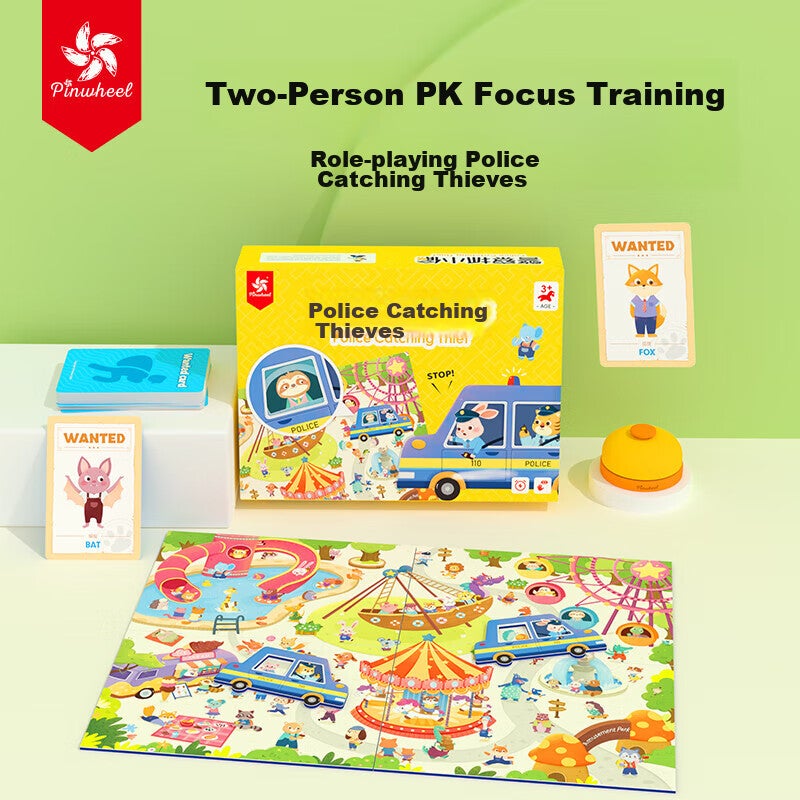 Pinwheel Children's Board Game, Father-Son Battle Toy, Educational Attention Training, Concentration Exercise, Two-Player Gift, Police Catching Thieves - Image 1