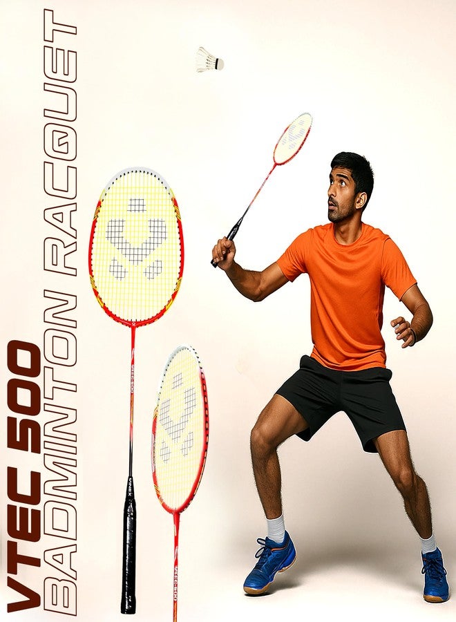 Vinex VTEC 500 Badminton Racquet - 1 Pc | Aluminium Head & Carbon Shaft | Iso-de-octablade Box Frame, 20-22lbs Tension | Lightweight 92g Racket | Without Bag - Image 4