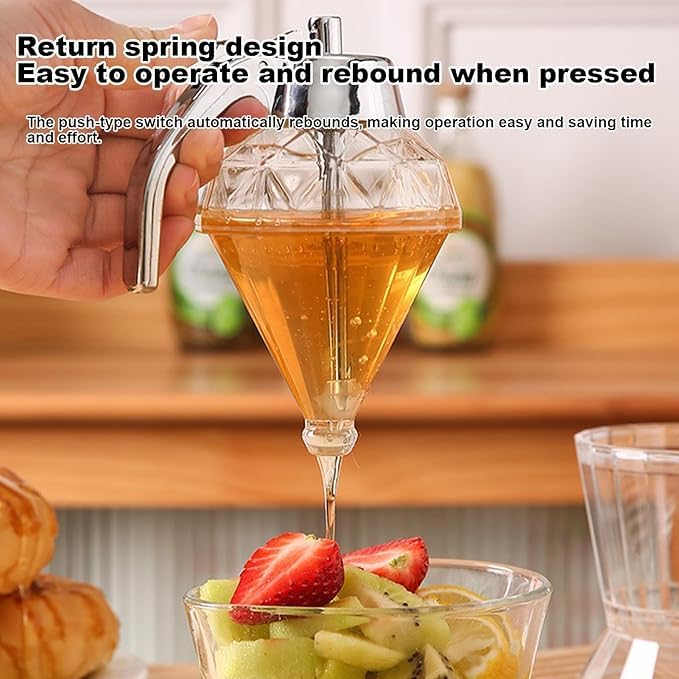 CLICKSWIFT CLICKSWIFT Diamond Design Honey And Syrup Dispenser, No-Drip Container With Stand, Perfect For Honey, Maple Syrup, And Olive Oil, Elegant Kitchen And Coffee Bar Accessory 1pc - Image 3