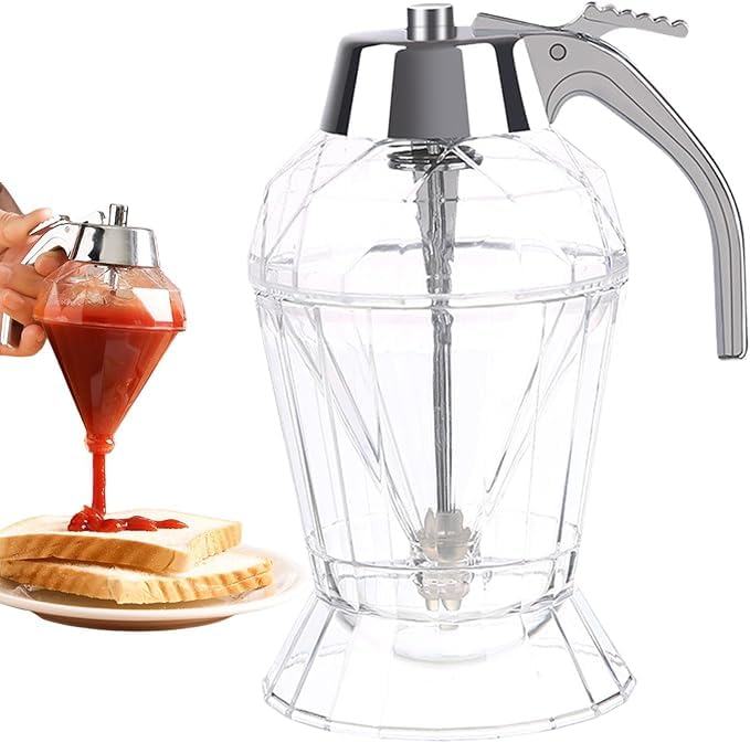 CLICKSWIFT CLICKSWIFT Diamond Design Honey And Syrup Dispenser, No-Drip Container With Stand, Perfect For Honey, Maple Syrup, And Olive Oil, Elegant Kitchen And Coffee Bar Accessory 1pc - Image 1