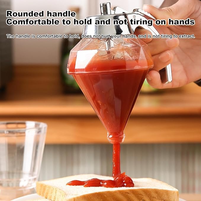 CLICKSWIFT CLICKSWIFT Diamond Design Honey And Syrup Dispenser, No-Drip Container With Stand, Perfect For Honey, Maple Syrup, And Olive Oil, Elegant Kitchen And Coffee Bar Accessory 1pc - Image 2