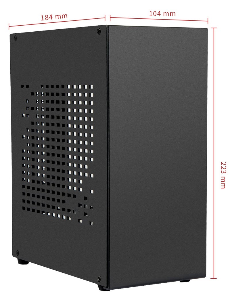 JOYJOM Aluminum Mini ITX Case with PCIe 3.0 Riser, JOYJOM Mini PC Case, SFF Small Form Factor PC Case, TX Computer Gaming Case Supports GPU Graphics Card (Black) - Image 4
