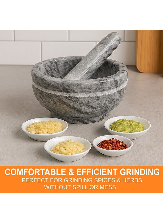 ليون مدقة وهاون ليون بريميوم من الرخام الرمادي الغائم – أكبر حجم في السلسلة، مساحة واسعة للغاية، متين، غير مسامي، سهل التنظيف، سعة ١٠٠٠ مل، الهاون ٢٠ سم × ١٠ سم، المدقة ٢٠ سم – مثالي للتوابل، الأعشاب، المكسرات والجواكامولي - Image 2