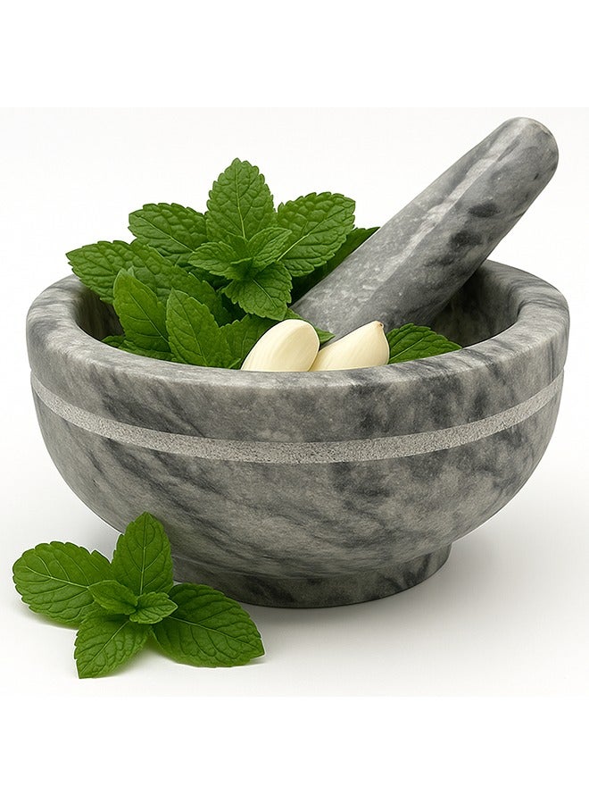 ليون مدقة وهاون ليون بريميوم من الرخام الرمادي الغائم – أكبر حجم في السلسلة، مساحة واسعة للغاية، متين، غير مسامي، سهل التنظيف، سعة ١٠٠٠ مل، الهاون ٢٠ سم × ١٠ سم، المدقة ٢٠ سم – مثالي للتوابل، الأعشاب، المكسرات والجواكامولي - Image 1