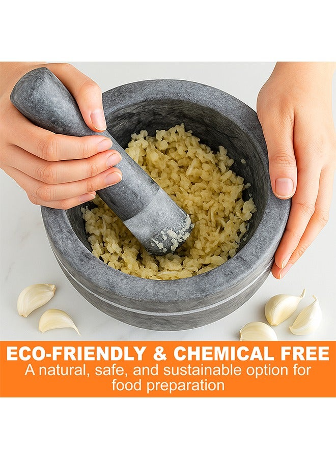 ليون مدقة وهاون ليون بريميوم من الرخام الرمادي الغائم – أكبر حجم في السلسلة، مساحة واسعة للغاية، متين، غير مسامي، سهل التنظيف، سعة ١٠٠٠ مل، الهاون ٢٠ سم × ١٠ سم، المدقة ٢٠ سم – مثالي للتوابل، الأعشاب، المكسرات والجواكامولي - Image 3