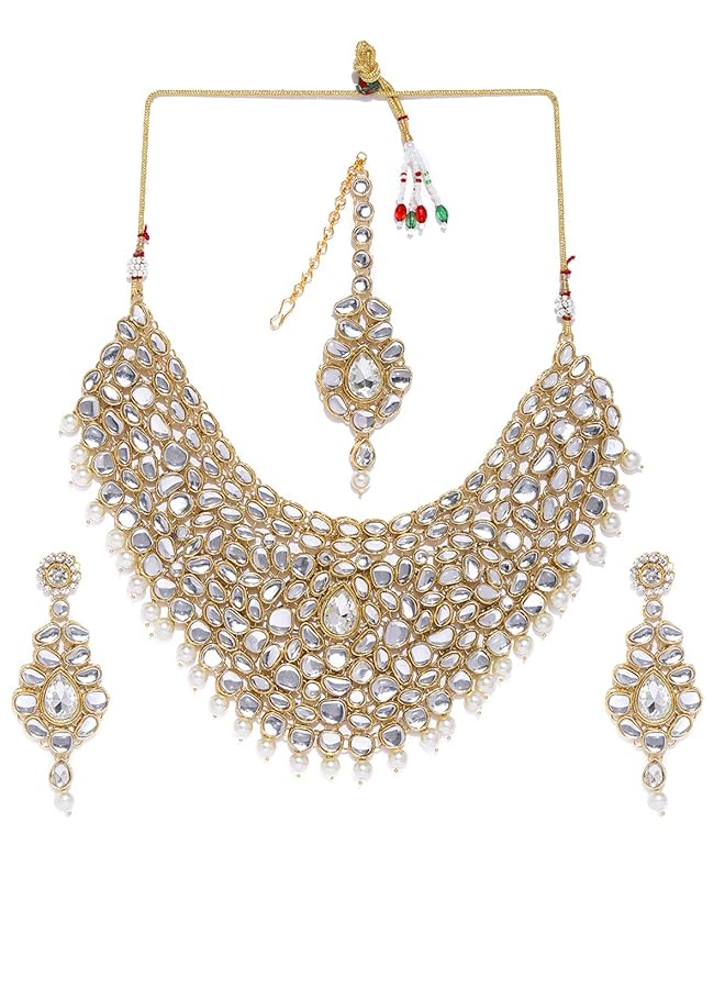 erorex Kundan And Pearls Jewelery Set For Women Golden Zpfk8531 - Image 1