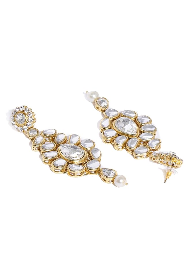 erorex Kundan And Pearls Jewelery Set For Women Golden Zpfk8531 - Image 3