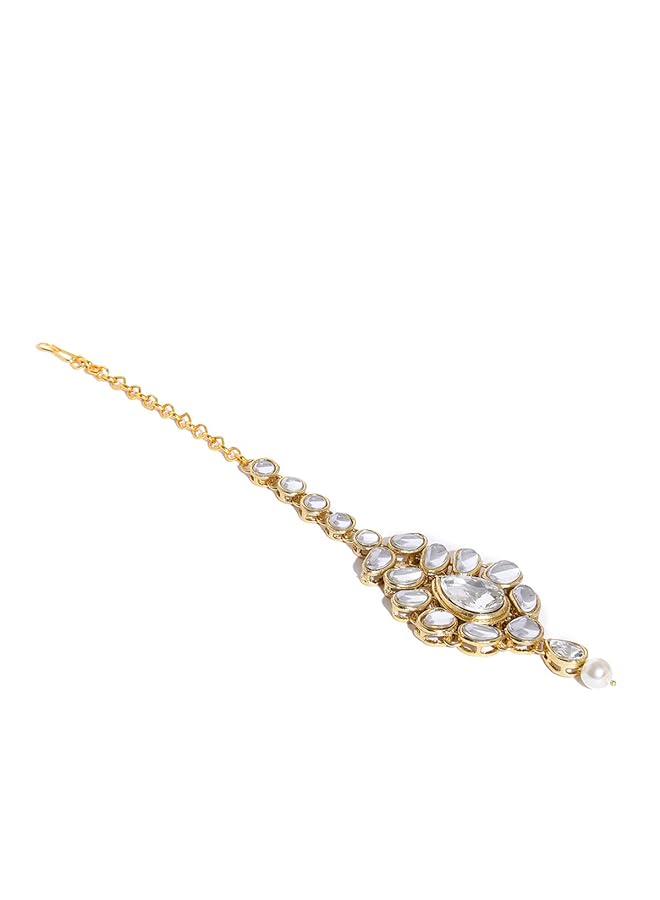 erorex Kundan And Pearls Jewelery Set For Women Golden Zpfk8531 - Image 4