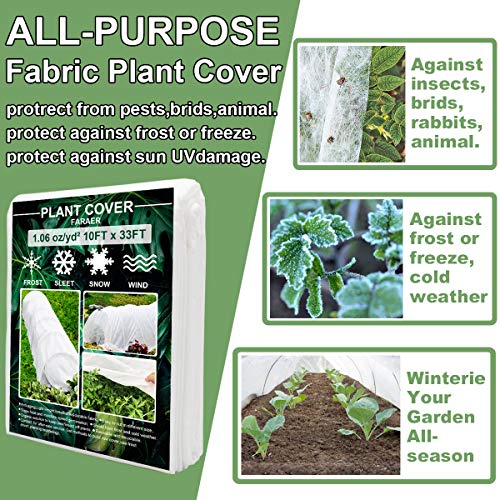FARAER Plant Covers Freeze Protection, 10ft×33ft Reusable Rectangle Frost Protection Floating Row Cover Plant Blanket Garden Winterize Cover for Cold Weather Snow - Image 2