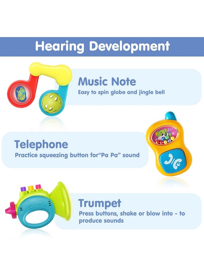 أي ليرن مجموعة ألعاب خشخيشة للأطفال مكونة من 10 قطع، خشخيشة اهتزازية للأطفال، عضاضة حسية، لعبة موسيقية لتنمية الأطفال، هدايا أولية للمواليد الجدد 0 1 2 3 4 5 6 7 9 10 12 شهرًا ولد وبنت - Image 3