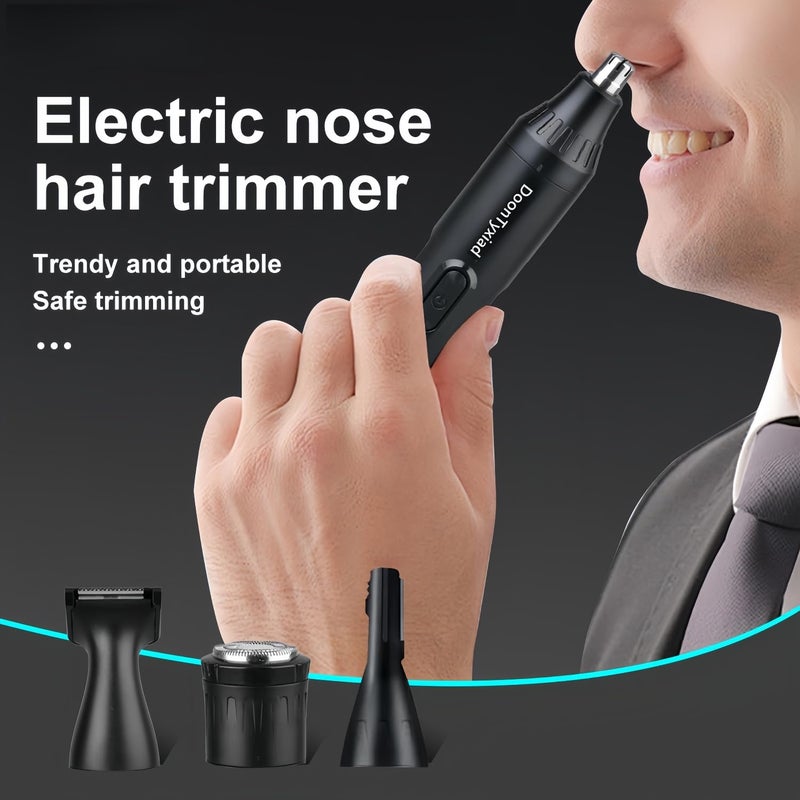 DoonTyxiad Rechargeable Ear and Nose Hair Trimmer, 4-in-1 Professional Painless Eyebrow & Facial Hair Trimmer for Men Women, Powerful Motor and Dual-Edge Blades for Smoother Cutting Black(Black 4-in-1) - Image 2