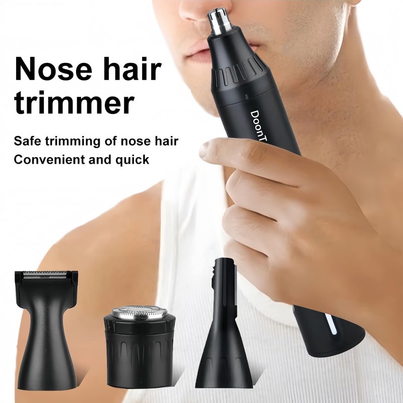 DoonTyxiad Rechargeable Ear and Nose Hair Trimmer, 4-in-1 Professional Painless Eyebrow & Facial Hair Trimmer for Men Women, Powerful Motor and Dual-Edge Blades for Smoother Cutting Black(Black 4-in-1) - Image 5