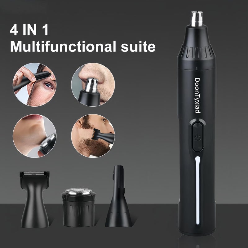 DoonTyxiad Rechargeable Ear and Nose Hair Trimmer, 4-in-1 Professional Painless Eyebrow & Facial Hair Trimmer for Men Women, Powerful Motor and Dual-Edge Blades for Smoother Cutting Black(Black 4-in-1) - Image 4