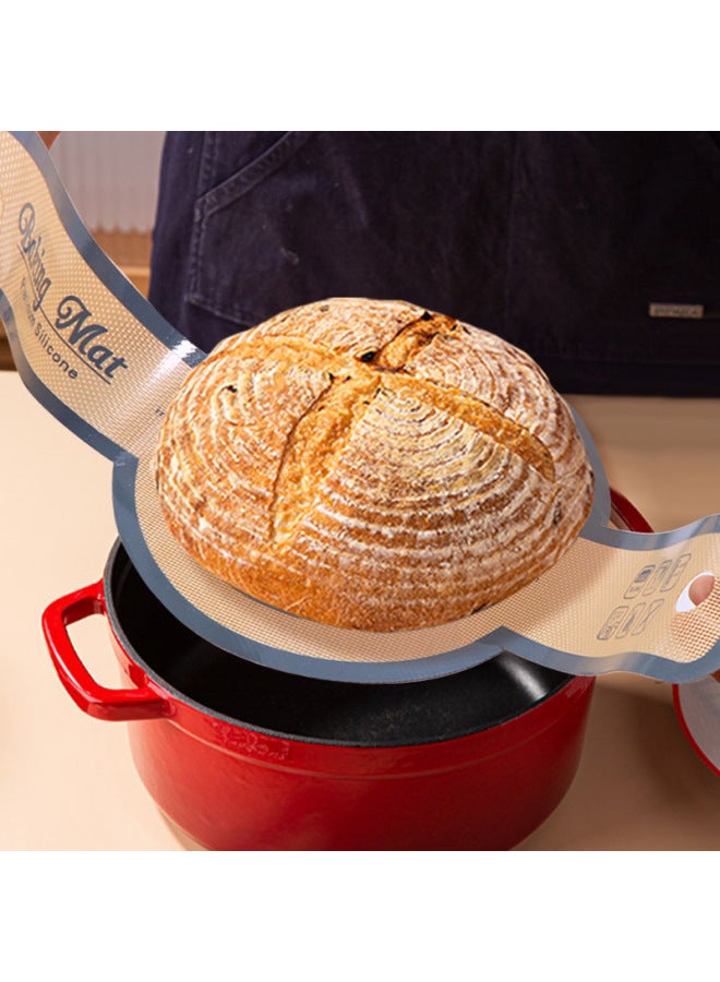 European Bag Baking Mat With Two-ear Handle Dough Transfer Mat Silicone Dough Kneading Mat Air Frying Pan Mat Bread Mat-Size: 40*30cm Baking Mat Black  - Image 2