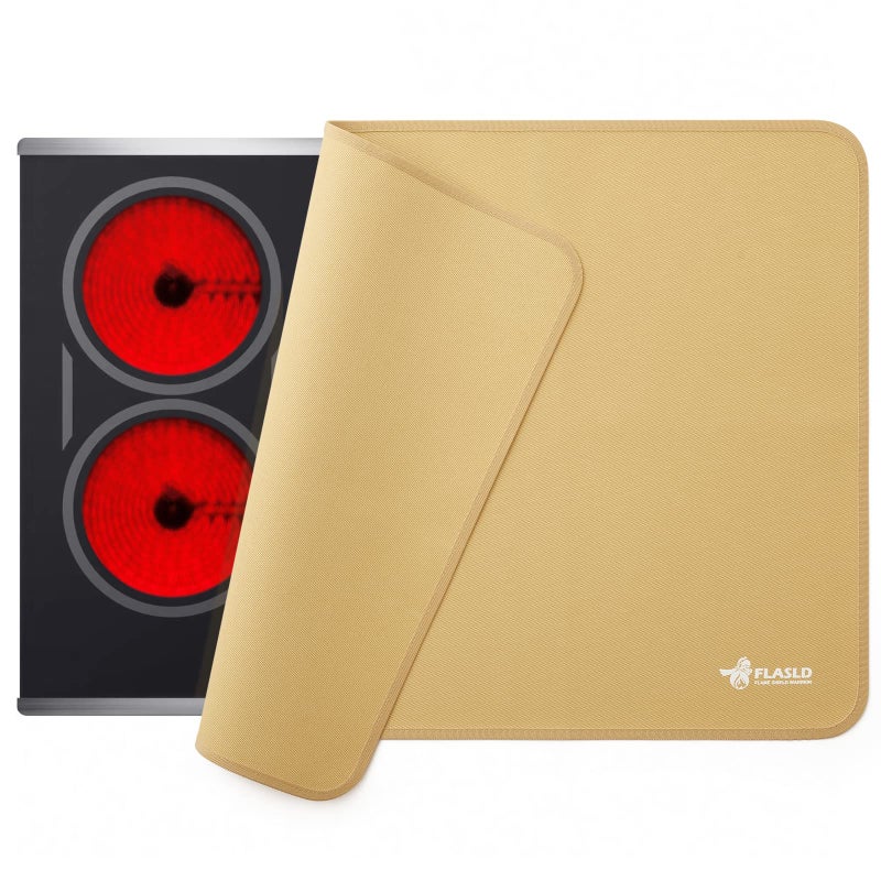 FLASLD Stove Top Covers for Electric Stove Fireproof Heat Resistant Glass Top Stove Mat Prevents Scratching OilProof and WaterProof 21295 inch Countertop Heat Protector Mat Khaki