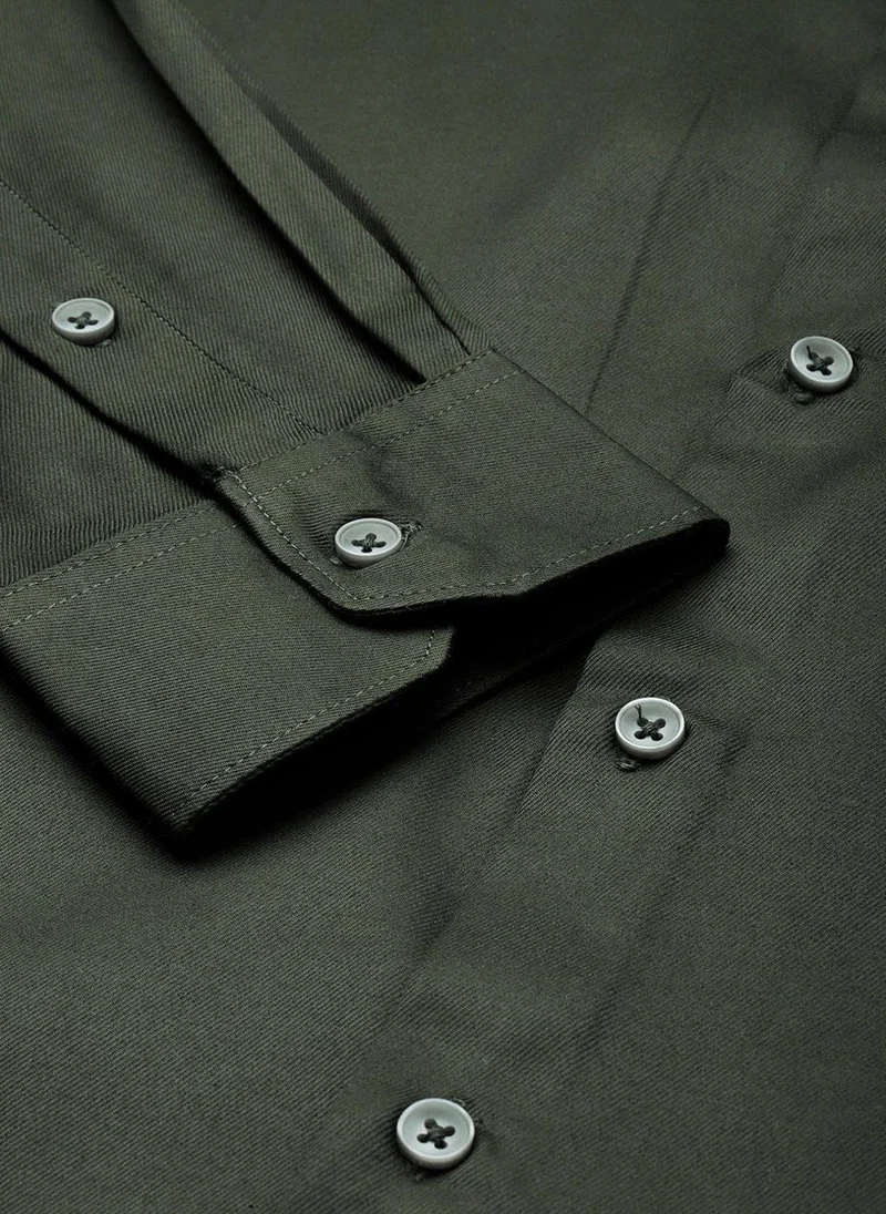 The Indian Garage Co Men Slim Fit Solid Full Sleeves Cutaway Collar Formal Shirt