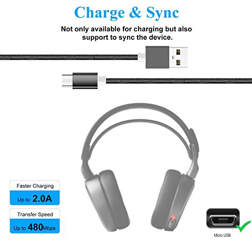 Akingdleo USB Charging Cable Cord Compatible for SteelSeries Arctis 9X/ Arctis 7P/ Arctis 9/ Arctis Pro/Arctis 7X/ Arctis 7/ Arctis 1/ Arctis 3 Wireless Gaming Headset - Image 2