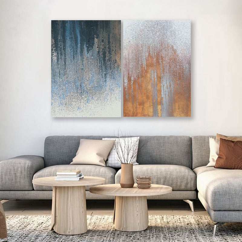 ماركتنا لوحة قماشية ثنائية بتصميم تجريدي بمقاس اجمالي 100×70 سم - Image 1