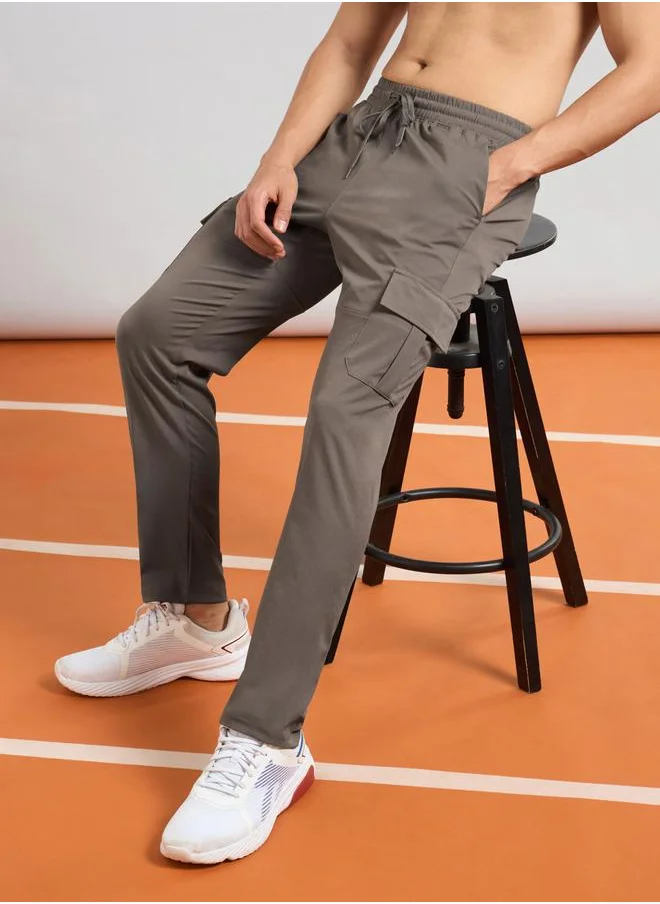 تكنوسبورت Technosport Men Solid Slim Fit Cargo Track Pants with TS FLEXI