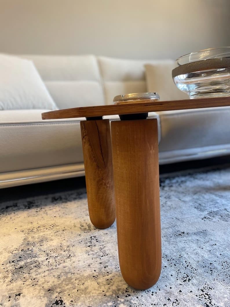 Crysellewoods Teak Wood Round Legs Coffee/Tea Table, Folding Small Table Unique Design (66X45X28 Cm), Brown - Image 4