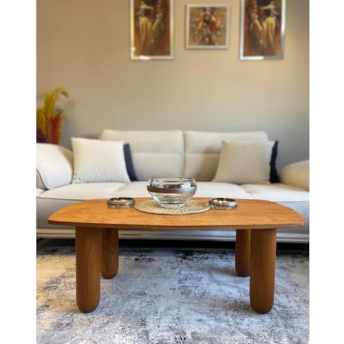 Crysellewoods Teak Wood Round Legs Coffee/Tea Table, Folding Small Table Unique Design (66X45X28 Cm), Brown - Image 1