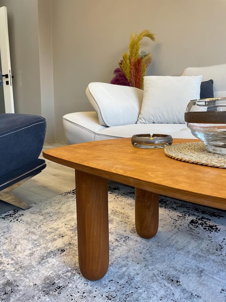 Crysellewoods Teak Wood Round Legs Coffee/Tea Table, Folding Small Table Unique Design (66X45X28 Cm), Brown - Image 3