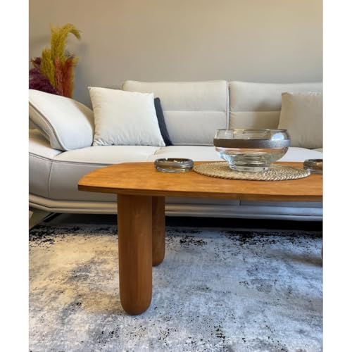 Crysellewoods Teak Wood Round Legs Coffee/Tea Table, Folding Small Table Unique Design (66X45X28 Cm), Brown - Image 2