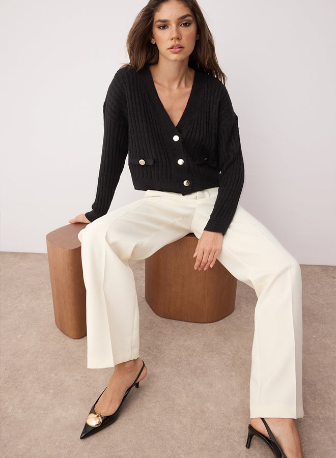 trendyol Black*001 Soft Texture Plain Knitted Cardigan - Image 2