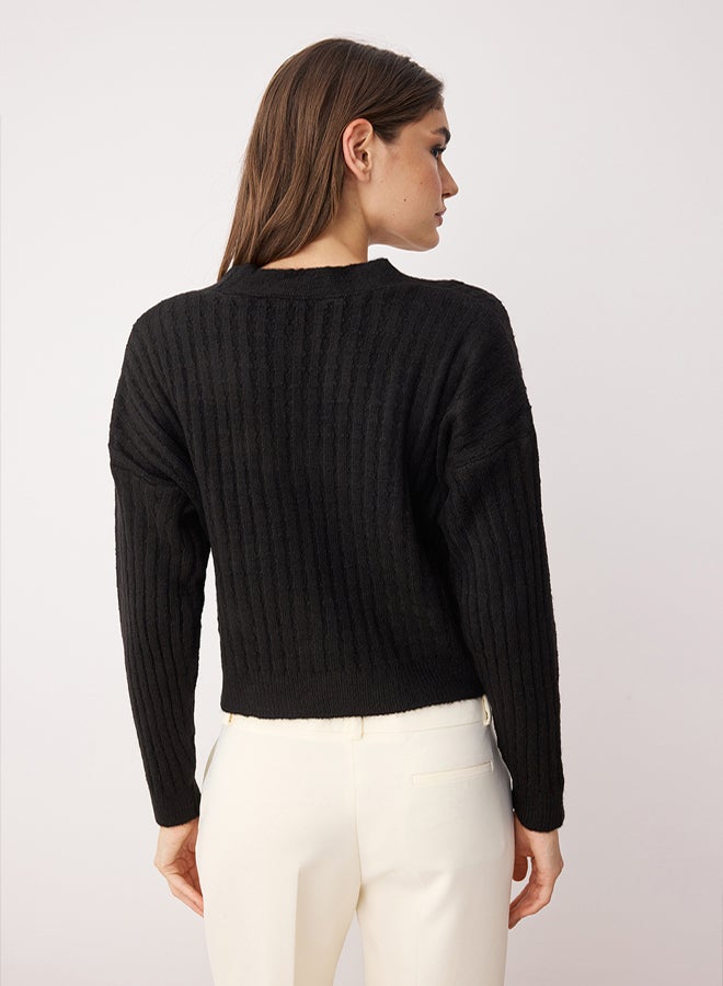 trendyol Black*001 Soft Texture Plain Knitted Cardigan - Image 4
